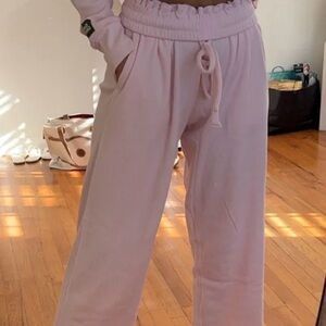 Daily Drills Wide Leg Drawstring Pants in Light Pink